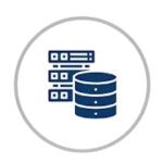Server stack in front of a cylinder of drawers