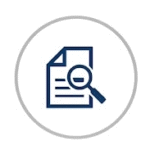 Paper with writing under magnifying glass